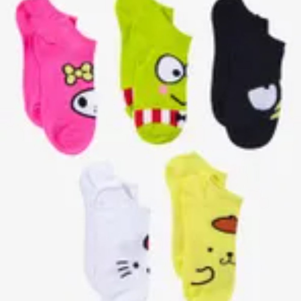 Hello Kitty And Friends Jumbo Face No-Show Socks 5 Pair-New